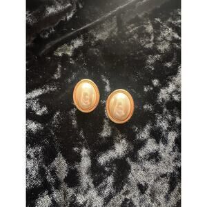 Napier Faux Pearl Pierced Earrings Gold Tone Vintage Retro Elegant Look